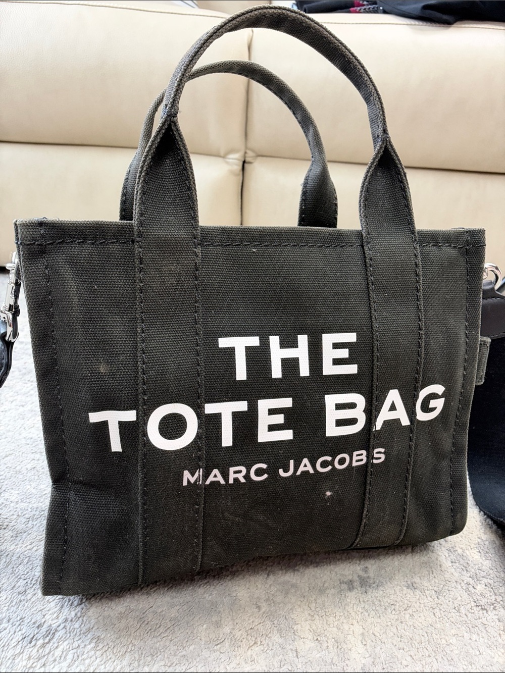 Marc Jacobs The Tote Bag Small Canvas Taupe Gray Green - Picture 2 of 12